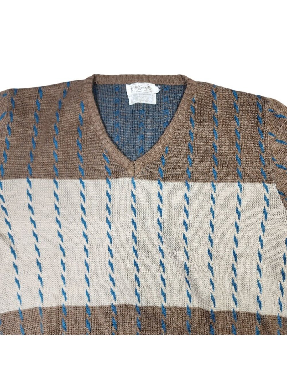 B. Altman Vintage V-Neck Mohair Blend Sweater, Men's XL